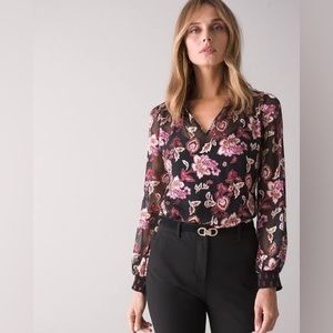 NWT White House Black Market Silk Burnout Blouse